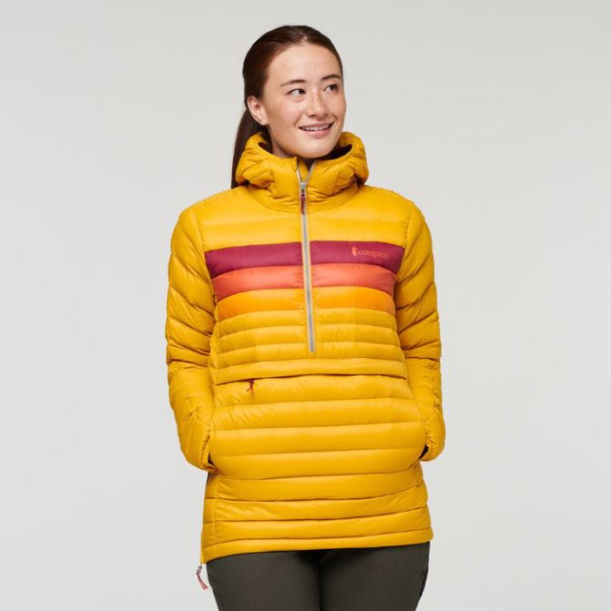 Cotopaxi Fuego Down Pull à Capuche Femmes Hot Ambre Rayures