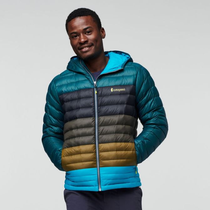 Marques Fuego Doudoune à Capuche Colorblock Hommes Rayures De L'océan Profond Cotopaxi